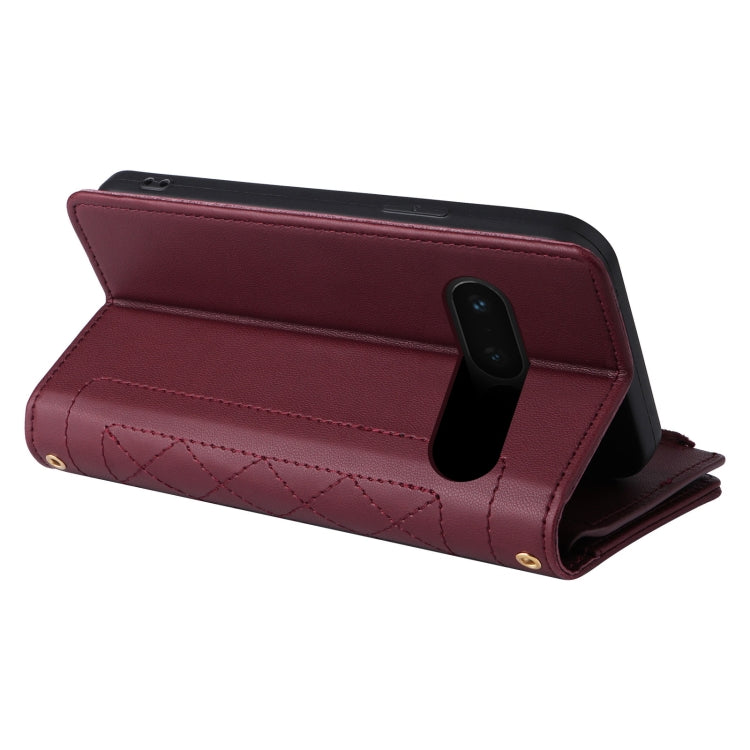For Google Pixel 7 Pro Crossbody Zipper Wallet Rhombus Leather Phone Case