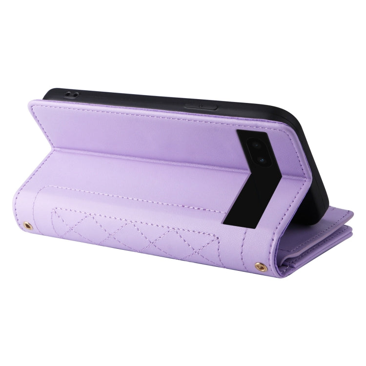 For Google Pixel 6a Crossbody Zipper Wallet Rhombus Leather Phone Case