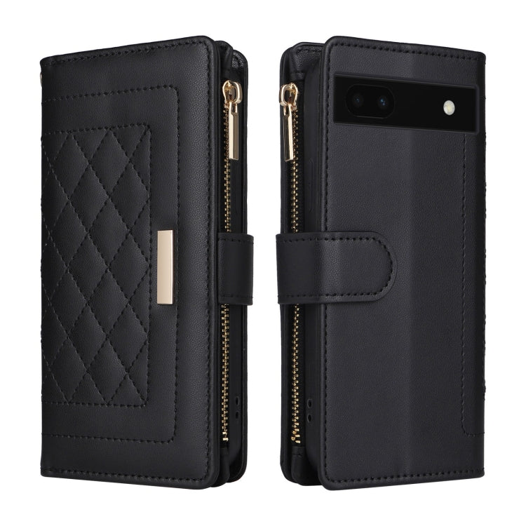 For Google Pixel 6a Crossbody Zipper Wallet Rhombus Leather Phone Case
