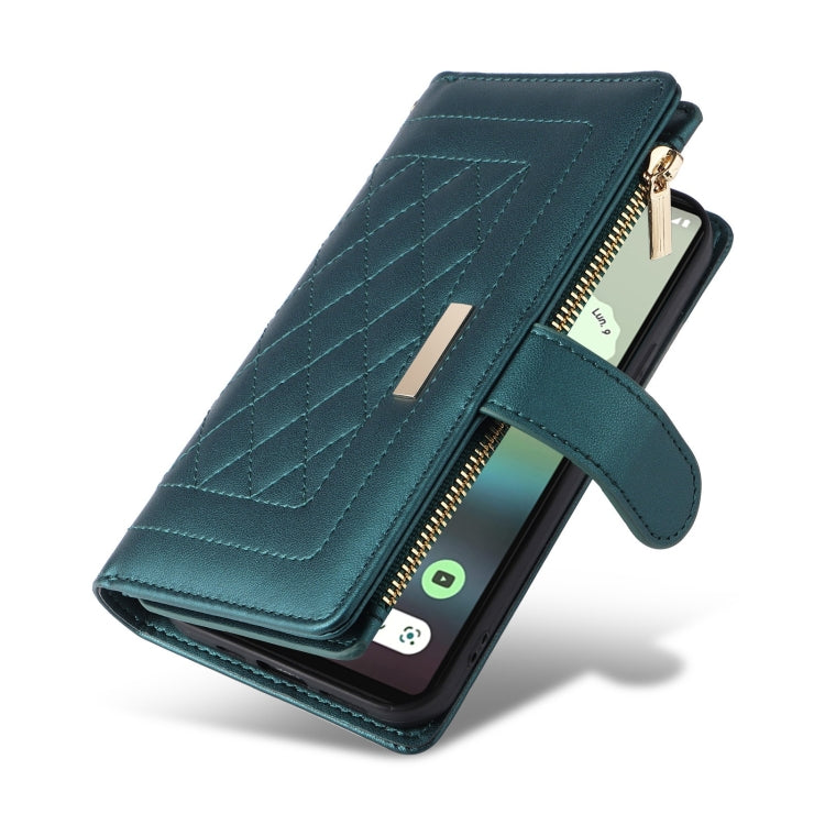 For Google Pixel 6a Crossbody Zipper Wallet Rhombus Leather Phone Case