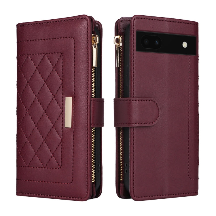 For Google Pixel 6a Crossbody Zipper Wallet Rhombus Leather Phone Case