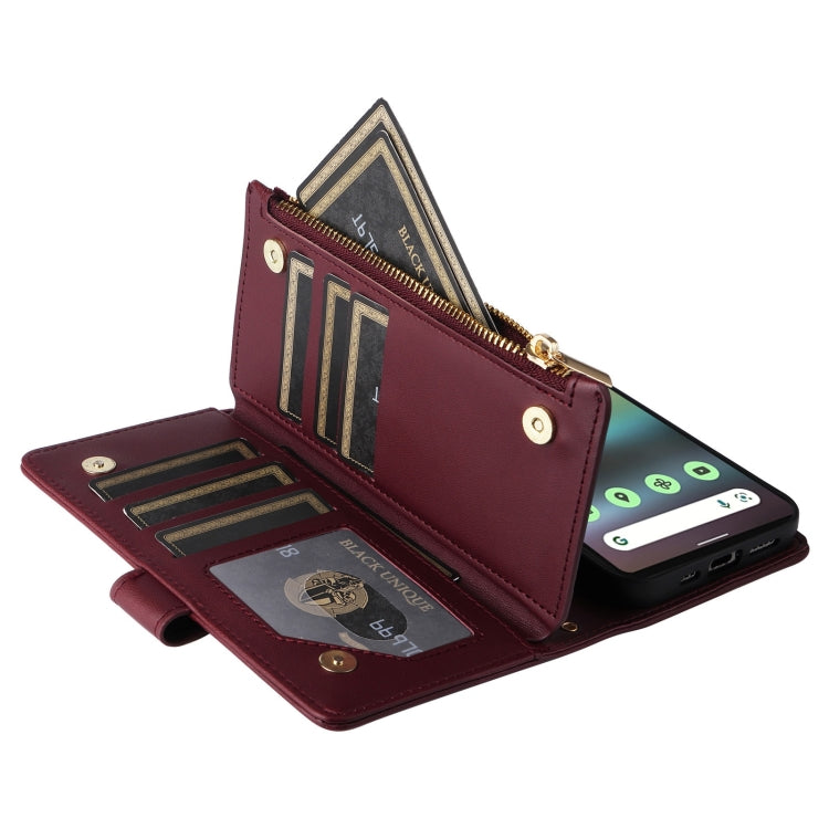 For Google Pixel 6a Crossbody Zipper Wallet Rhombus Leather Phone Case