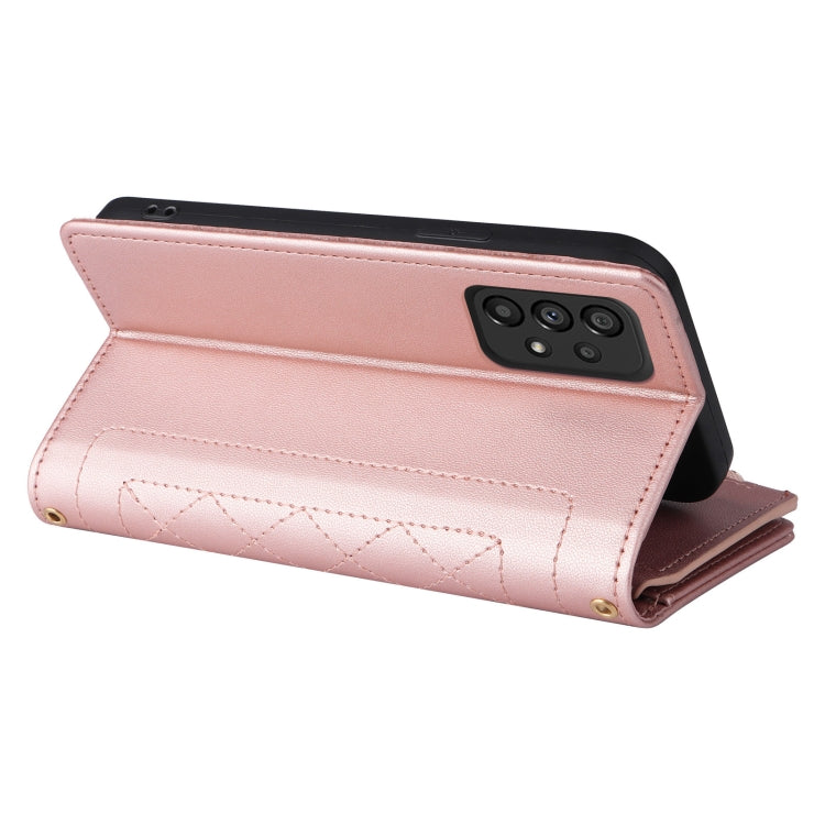 For Samsung Galaxy A13 5G / 4G Crossbody Zipper Wallet Rhombus Leather Phone Case
