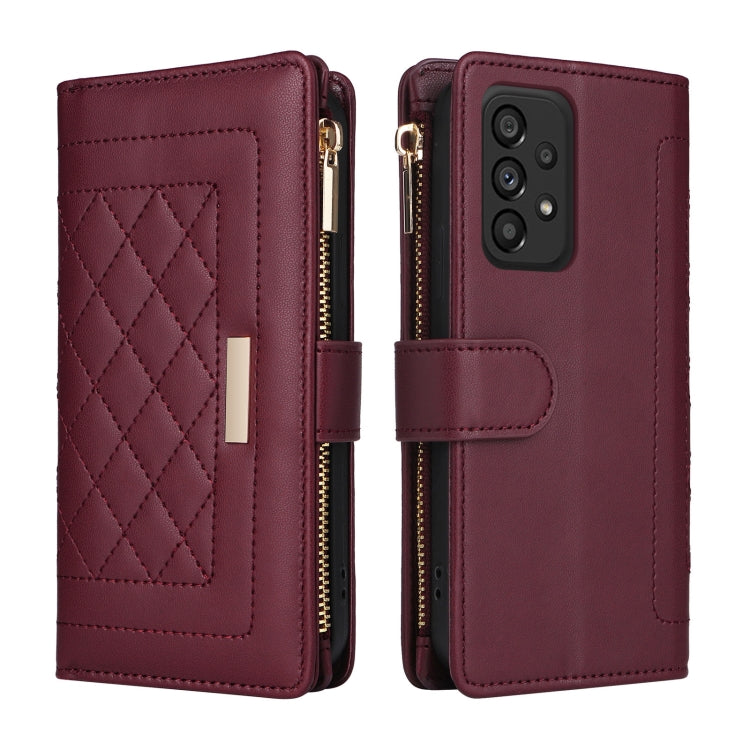 For Samsung Galaxy A13 5G / 4G Crossbody Zipper Wallet Rhombus Leather Phone Case