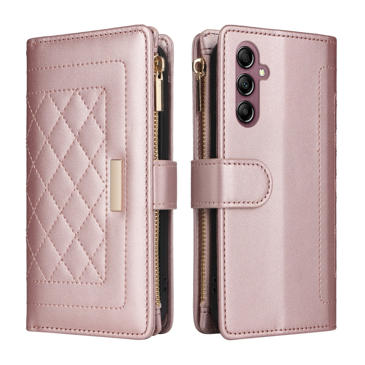 For Samsung Galaxy A14 5G / 4G Crossbody Zipper Wallet Rhombus Leather Phone Case