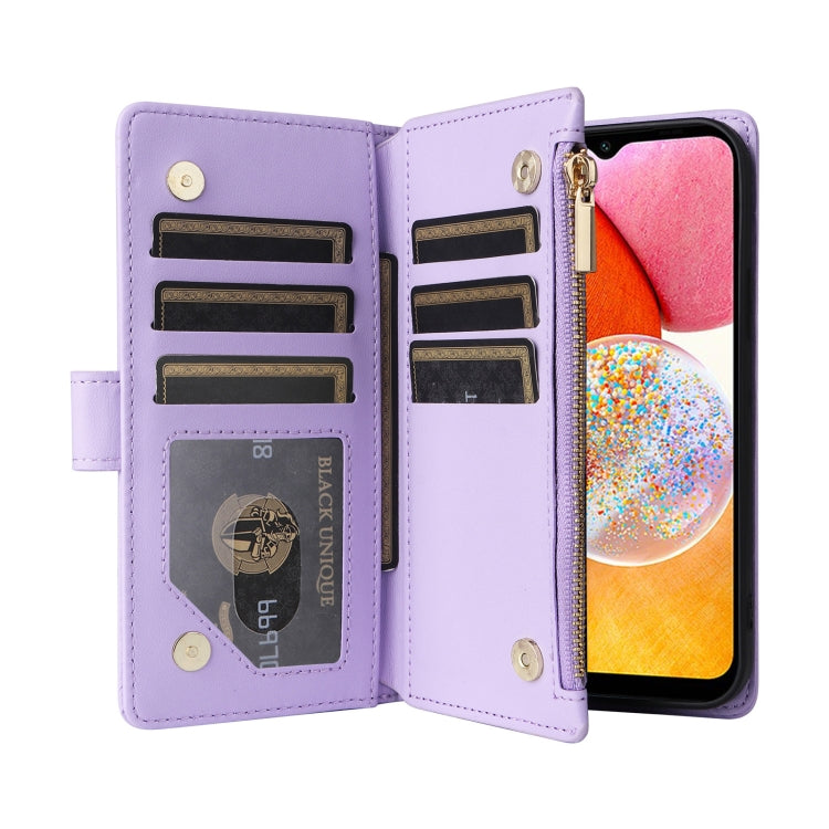 For Samsung Galaxy A14 5G / 4G Crossbody Zipper Wallet Rhombus Leather Phone Case