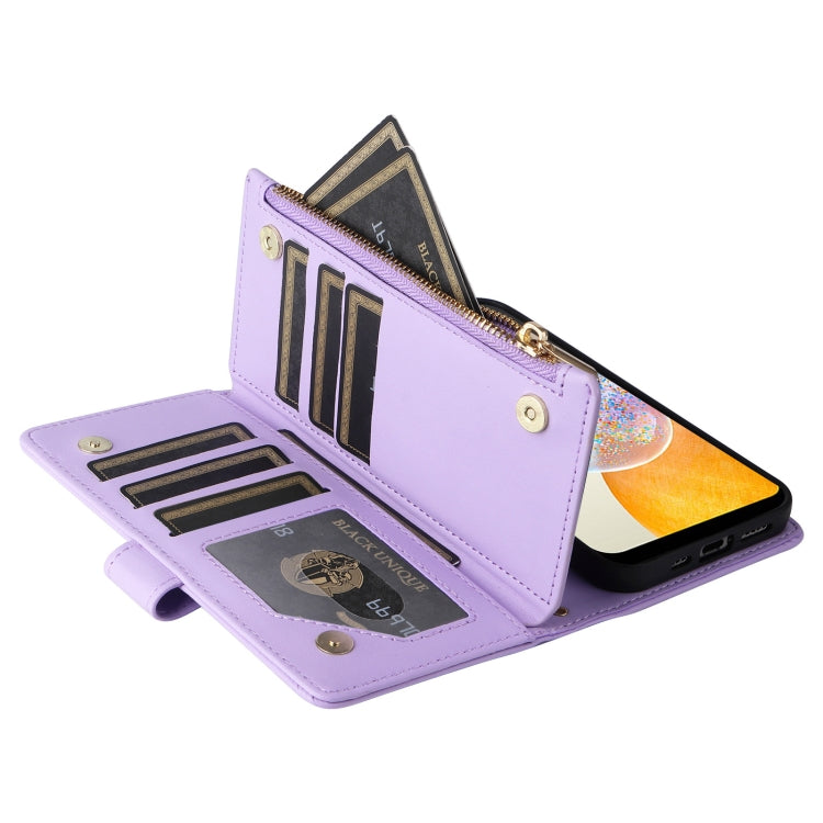 For Samsung Galaxy A14 5G / 4G Crossbody Zipper Wallet Rhombus Leather Phone Case