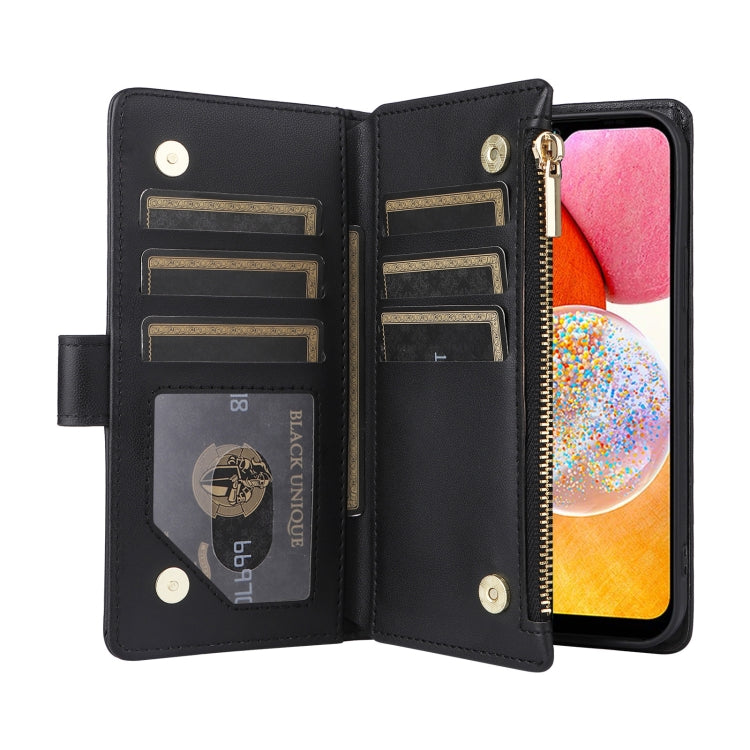 For Samsung Galaxy A14 5G / 4G Crossbody Zipper Wallet Rhombus Leather Phone Case