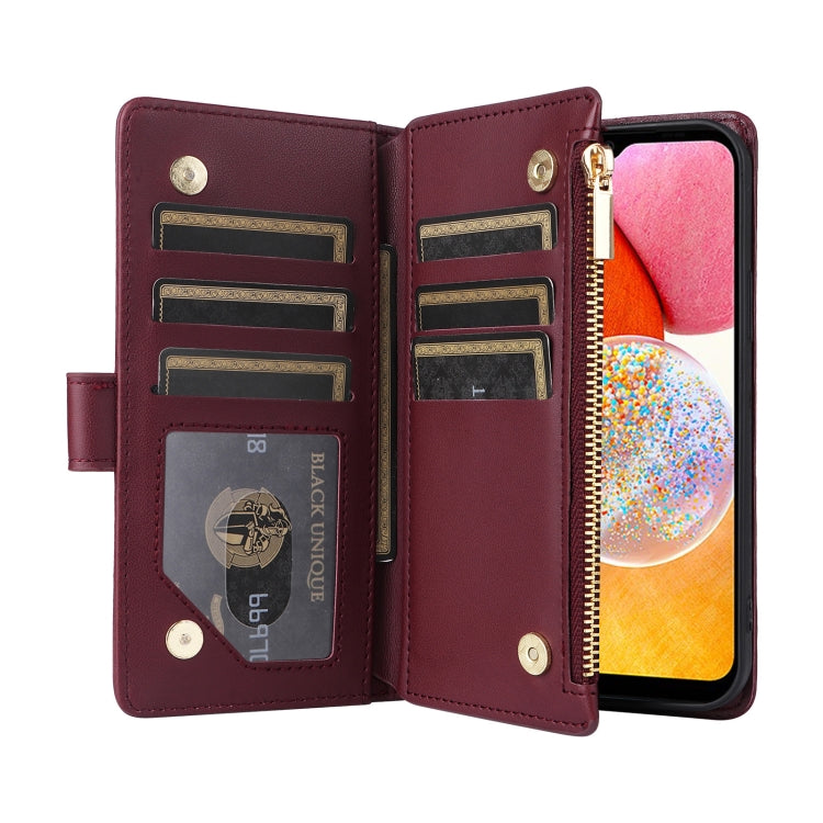 For Samsung Galaxy A14 5G / 4G Crossbody Zipper Wallet Rhombus Leather Phone Case