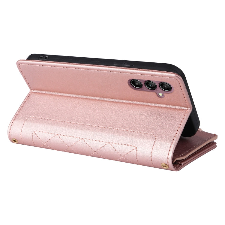 For Samsung Galaxy A15 5G Crossbody Zipper Wallet Rhombus Leather Phone Case
