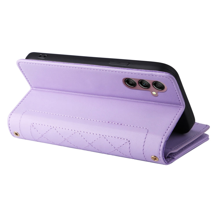 For Samsung Galaxy A15 5G Crossbody Zipper Wallet Rhombus Leather Phone Case