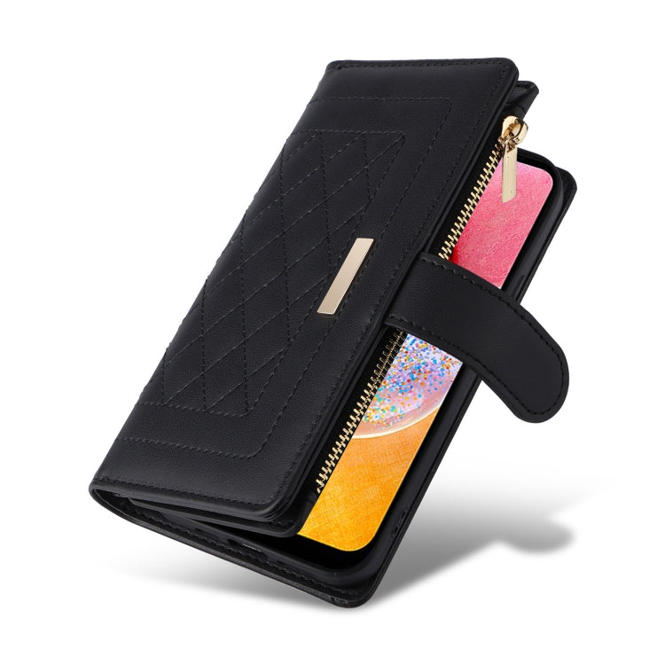 For Samsung Galaxy A15 5G Crossbody Zipper Wallet Rhombus Leather Phone Case