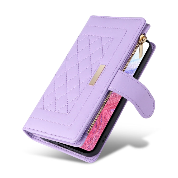 For Samsung Galaxy A23 4G / M23 Crossbody Zipper Wallet Rhombus Leather Phone Case