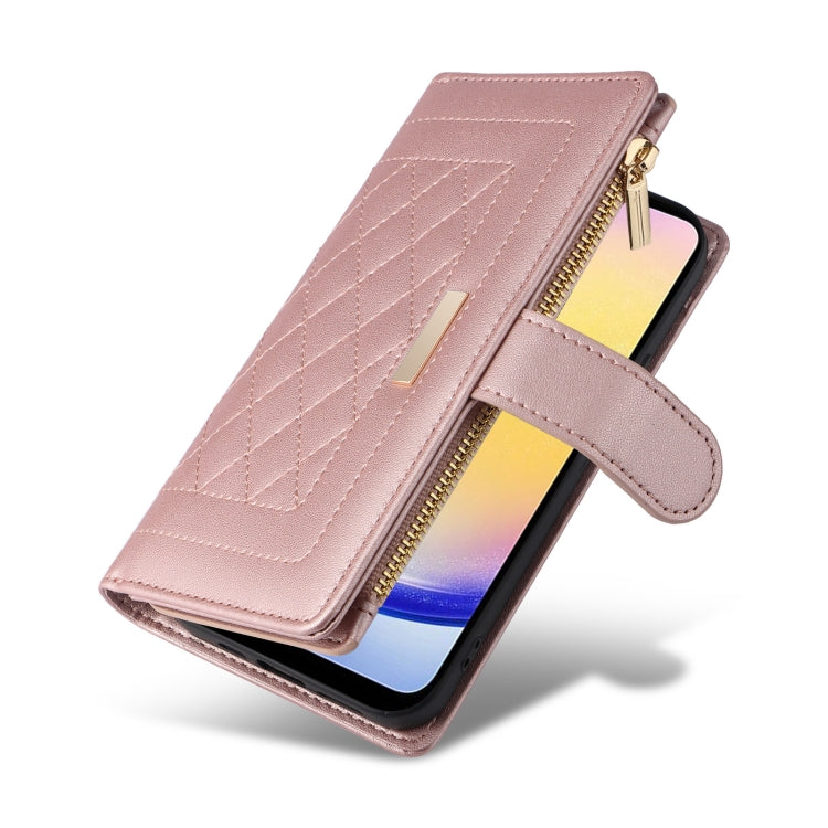 For Samsung Galaxy A25 5G Crossbody Zipper Wallet Rhombus Leather Phone Case