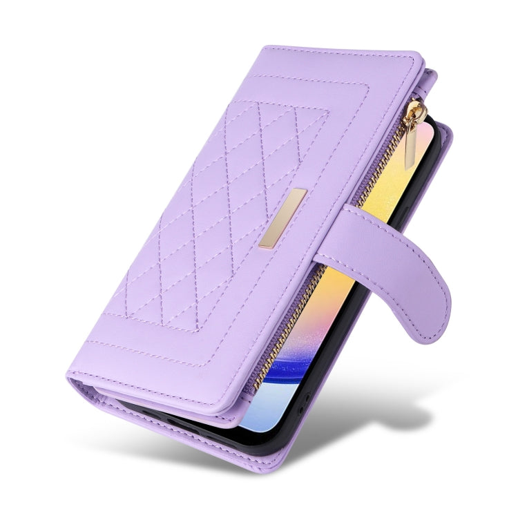 For Samsung Galaxy A25 5G Crossbody Zipper Wallet Rhombus Leather Phone Case
