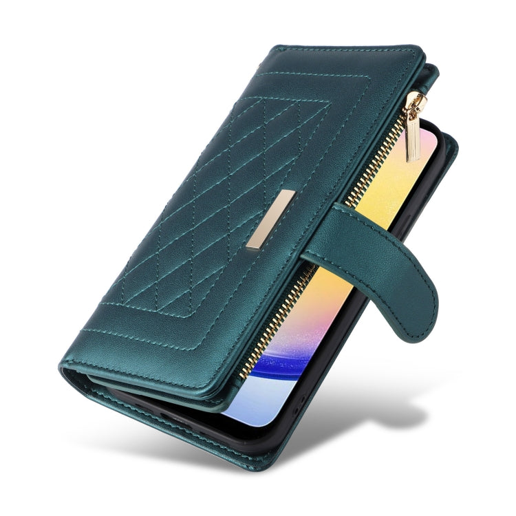 For Samsung Galaxy A25 5G Crossbody Zipper Wallet Rhombus Leather Phone Case