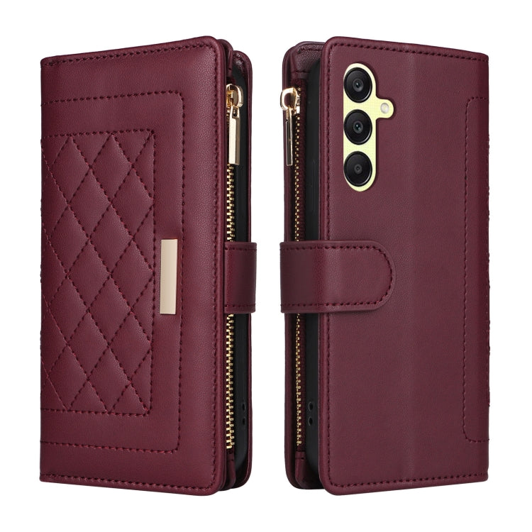 For Samsung Galaxy A25 5G Crossbody Zipper Wallet Rhombus Leather Phone Case