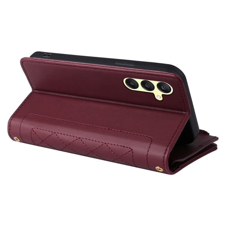 For Samsung Galaxy A25 5G Crossbody Zipper Wallet Rhombus Leather Phone Case