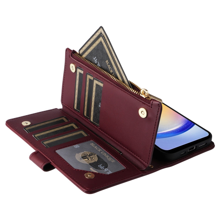 For Samsung Galaxy A25 5G Crossbody Zipper Wallet Rhombus Leather Phone Case