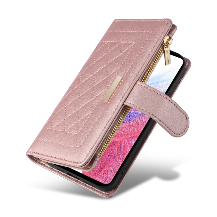 For Samsung Galaxy A33 5G Crossbody Zipper Wallet Rhombus Leather Phone Case