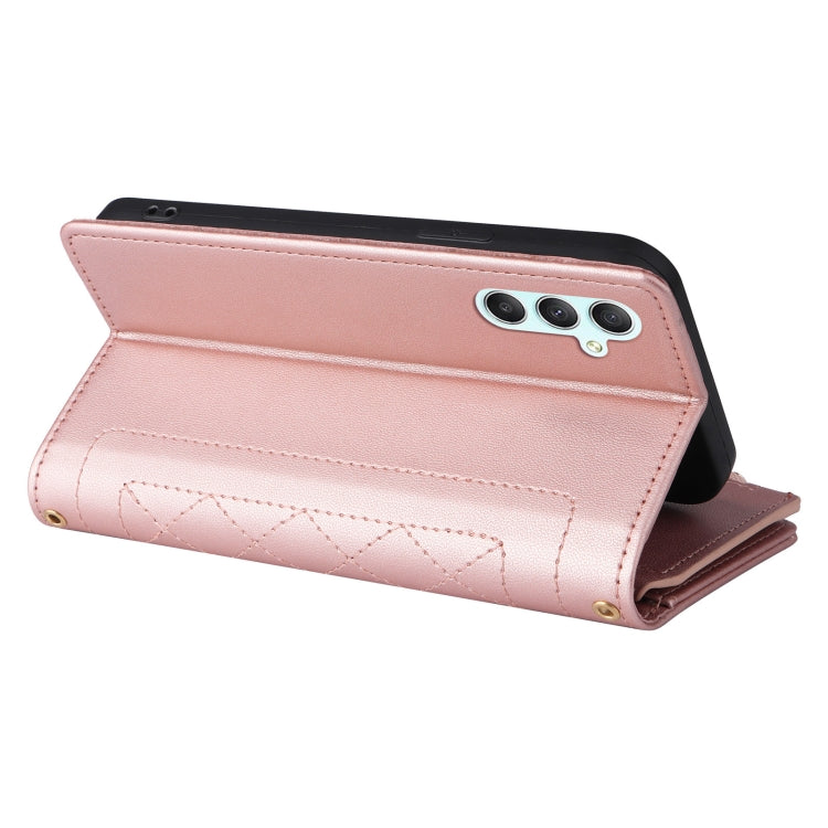 For Samsung Galaxy A34 5G Crossbody Zipper Wallet Rhombus Leather Phone Case