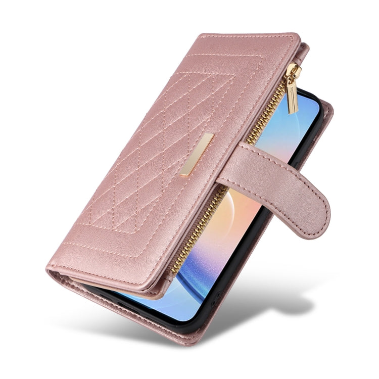 For Samsung Galaxy A34 5G Crossbody Zipper Wallet Rhombus Leather Phone Case