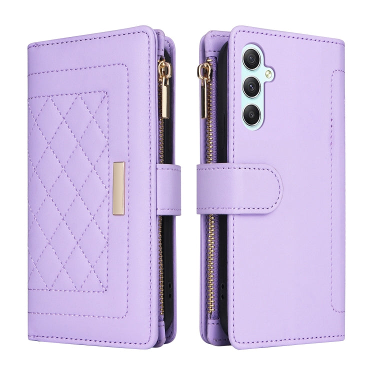 For Samsung Galaxy A34 5G Crossbody Zipper Wallet Rhombus Leather Phone Case