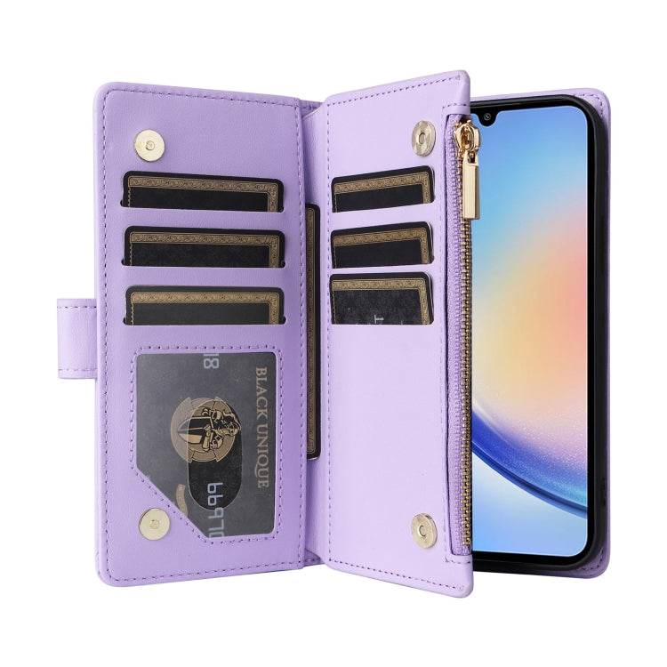 For Samsung Galaxy A34 5G Crossbody Zipper Wallet Rhombus Leather Phone Case