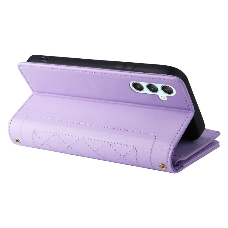 For Samsung Galaxy A34 5G Crossbody Zipper Wallet Rhombus Leather Phone Case