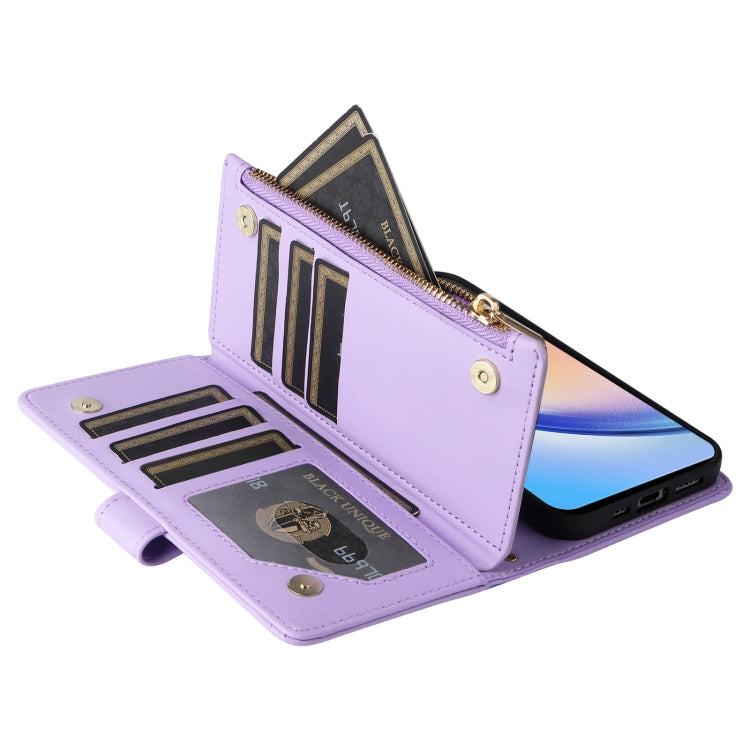 For Samsung Galaxy A34 5G Crossbody Zipper Wallet Rhombus Leather Phone Case