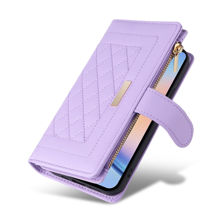 For Samsung Galaxy A34 5G Crossbody Zipper Wallet Rhombus Leather Phone Case