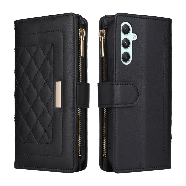 For Samsung Galaxy A34 5G Crossbody Zipper Wallet Rhombus Leather Phone Case