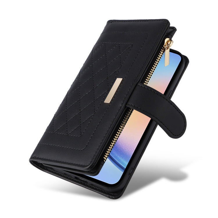For Samsung Galaxy A34 5G Crossbody Zipper Wallet Rhombus Leather Phone Case