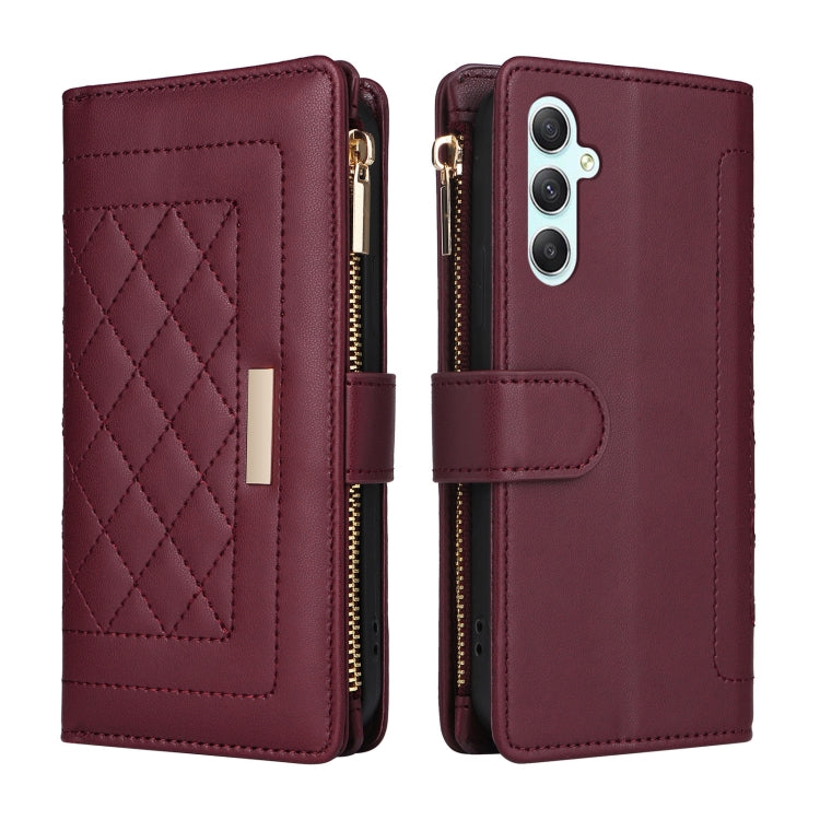 For Samsung Galaxy A34 5G Crossbody Zipper Wallet Rhombus Leather Phone Case