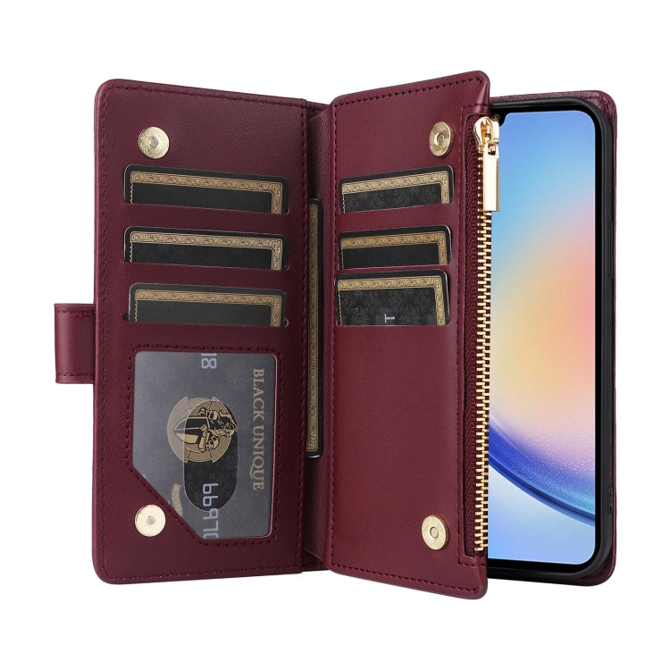 For Samsung Galaxy A34 5G Crossbody Zipper Wallet Rhombus Leather Phone Case