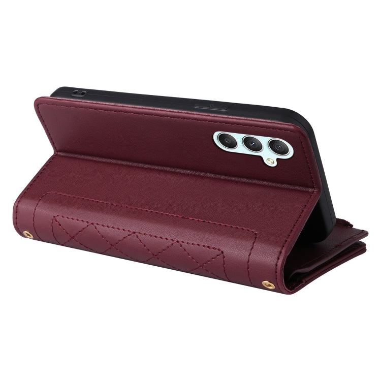 For Samsung Galaxy A34 5G Crossbody Zipper Wallet Rhombus Leather Phone Case