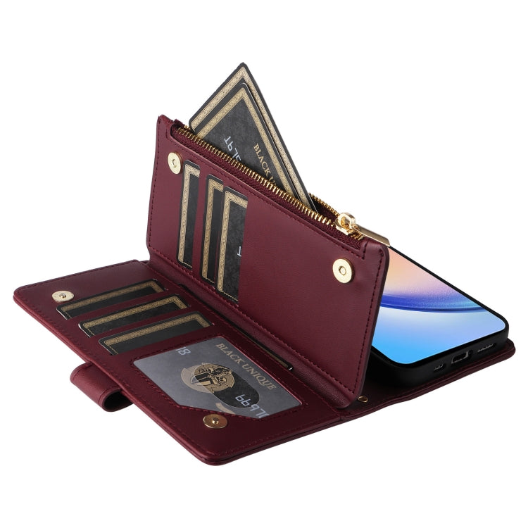 For Samsung Galaxy A34 5G Crossbody Zipper Wallet Rhombus Leather Phone Case