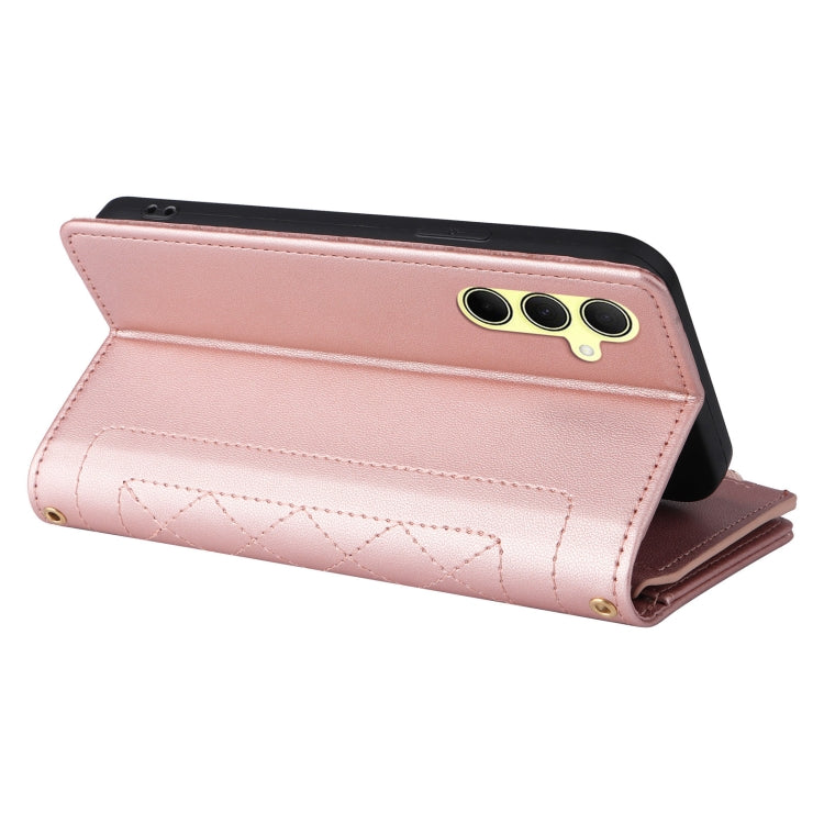 For Samsung Galaxy A35 5G Crossbody Zipper Wallet Rhombus Leather Phone Case