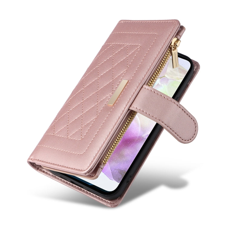 For Samsung Galaxy A35 5G Crossbody Zipper Wallet Rhombus Leather Phone Case