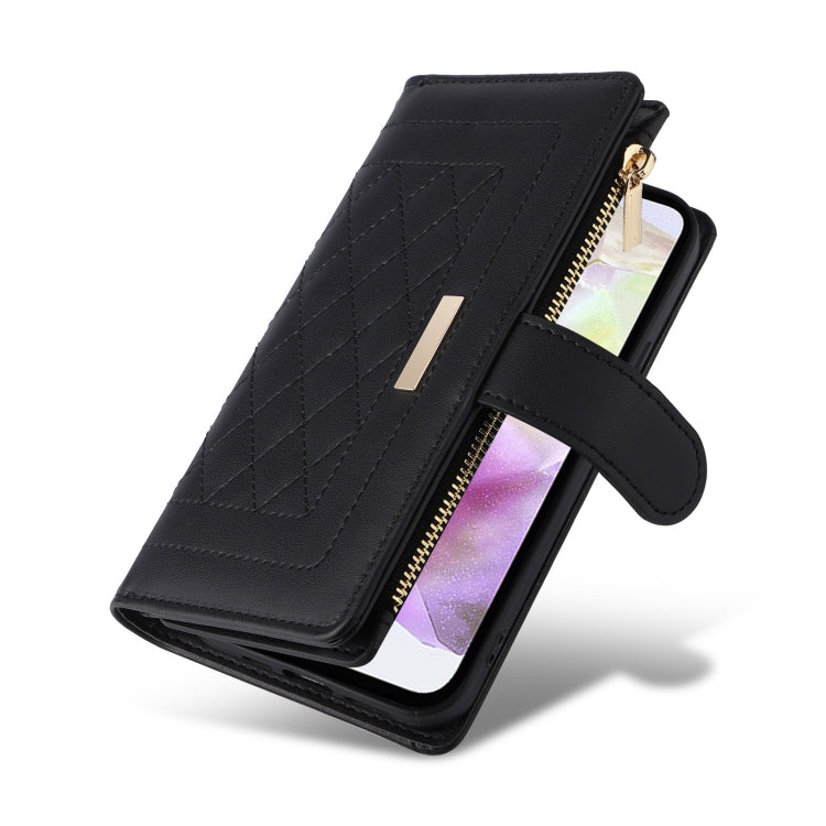 For Samsung Galaxy A35 5G Crossbody Zipper Wallet Rhombus Leather Phone Case