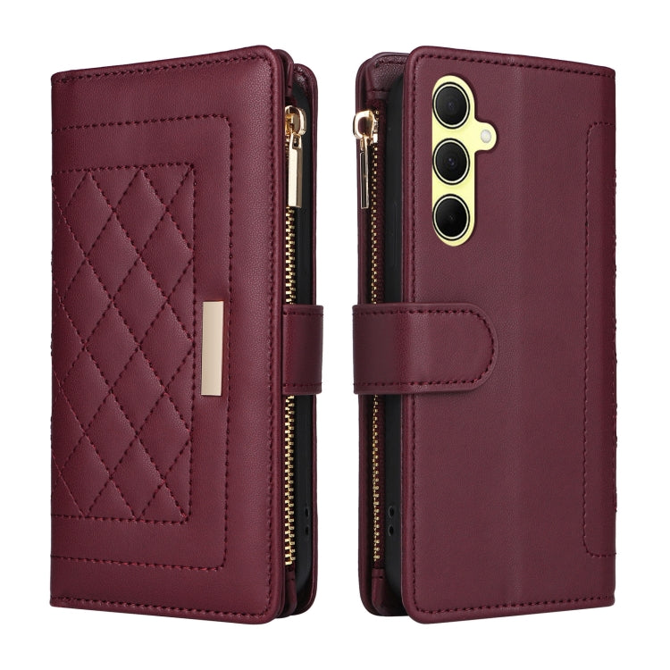 For Samsung Galaxy A35 5G Crossbody Zipper Wallet Rhombus Leather Phone Case