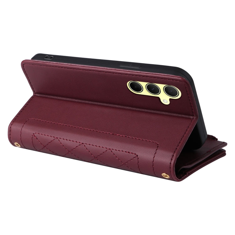 For Samsung Galaxy A35 5G Crossbody Zipper Wallet Rhombus Leather Phone Case