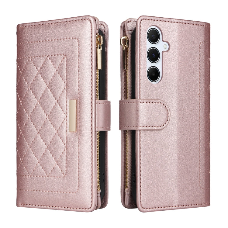 For Samsung Galaxy A55 5G Crossbody Zipper Wallet Rhombus Leather Phone Case