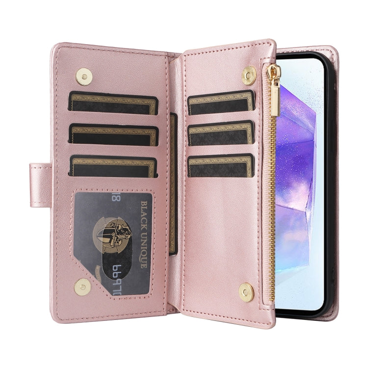 For Samsung Galaxy A55 5G Crossbody Zipper Wallet Rhombus Leather Phone Case