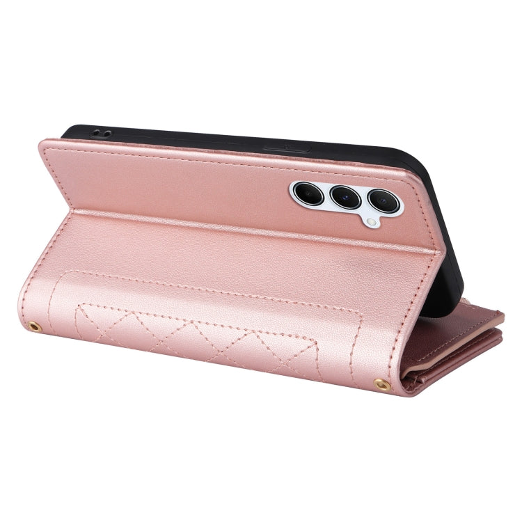 For Samsung Galaxy A55 5G Crossbody Zipper Wallet Rhombus Leather Phone Case
