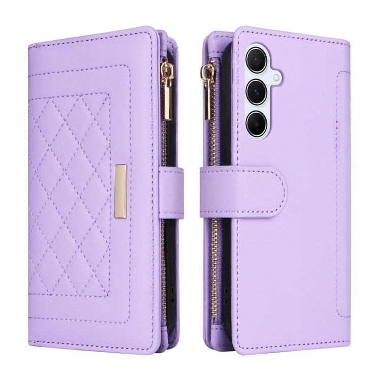 For Samsung Galaxy A55 5G Crossbody Zipper Wallet Rhombus Leather Phone Case