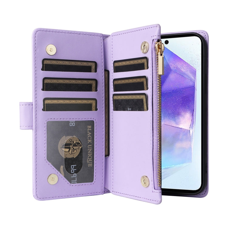 For Samsung Galaxy A55 5G Crossbody Zipper Wallet Rhombus Leather Phone Case