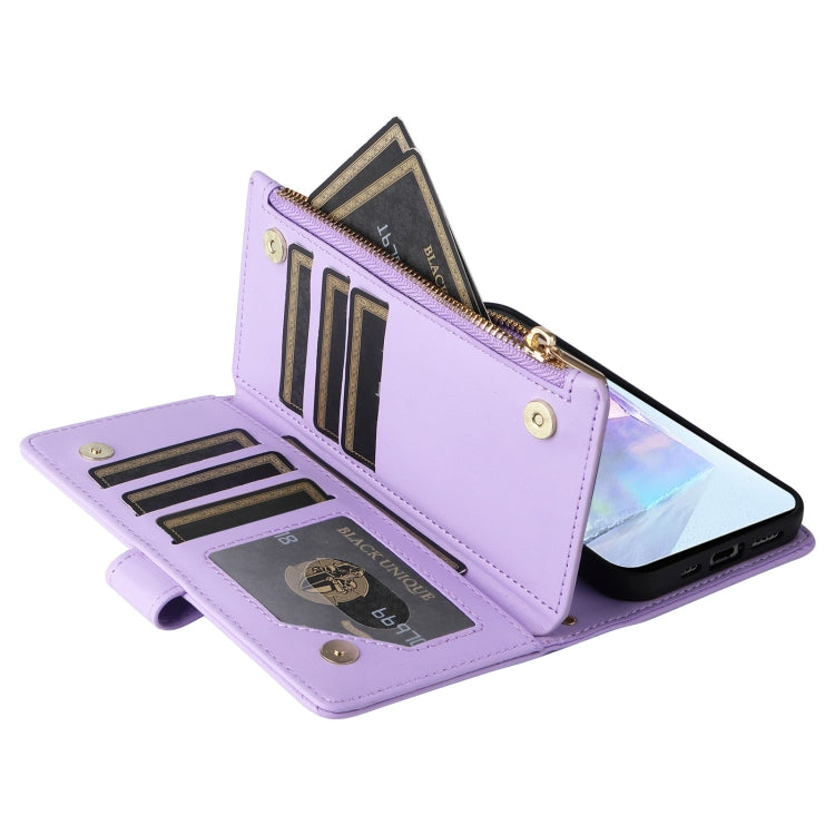 For Samsung Galaxy A55 5G Crossbody Zipper Wallet Rhombus Leather Phone Case