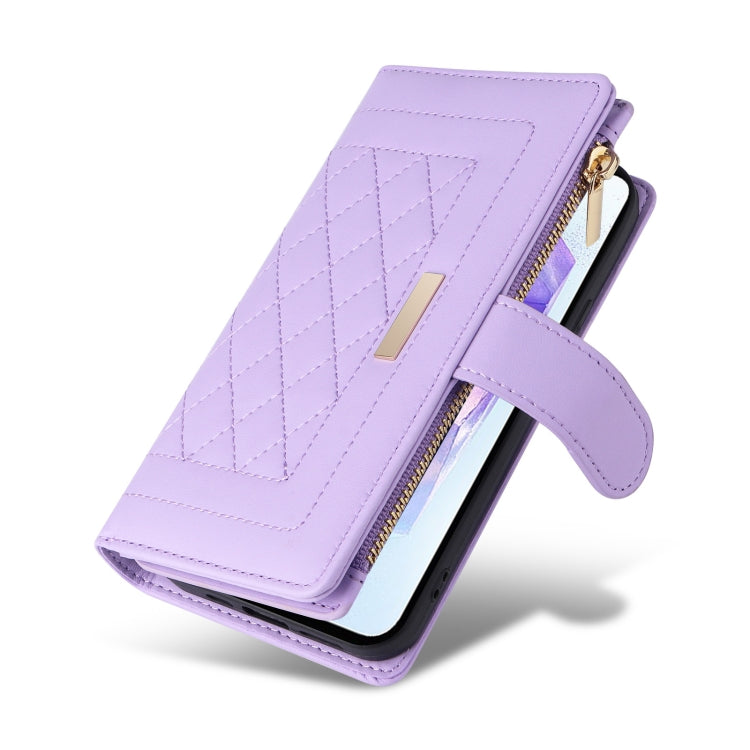 For Samsung Galaxy A55 5G Crossbody Zipper Wallet Rhombus Leather Phone Case