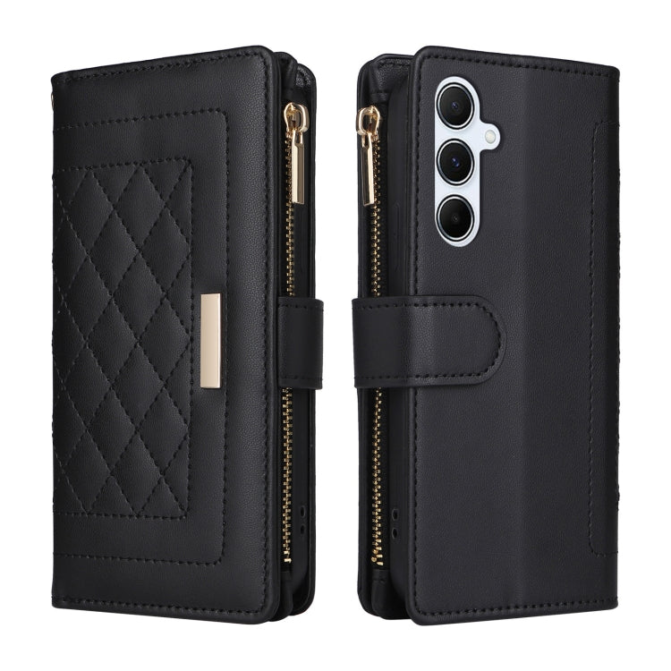 For Samsung Galaxy A55 5G Crossbody Zipper Wallet Rhombus Leather Phone Case